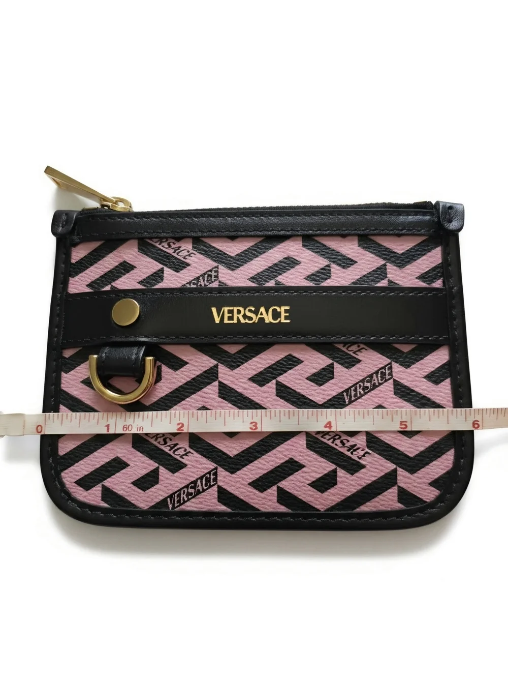 Versace Pink and Black Logo Pouch